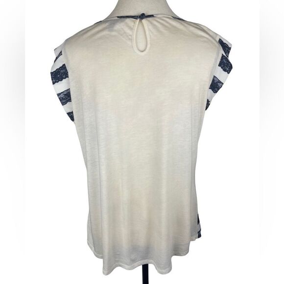 Express Women’s Dark Gray/White Striped Cotton Blend Short Sleeve Tee Size: S - Picture 3 of 6